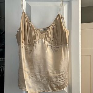 REFORMATION ivory silk tank top, cropped, size medium